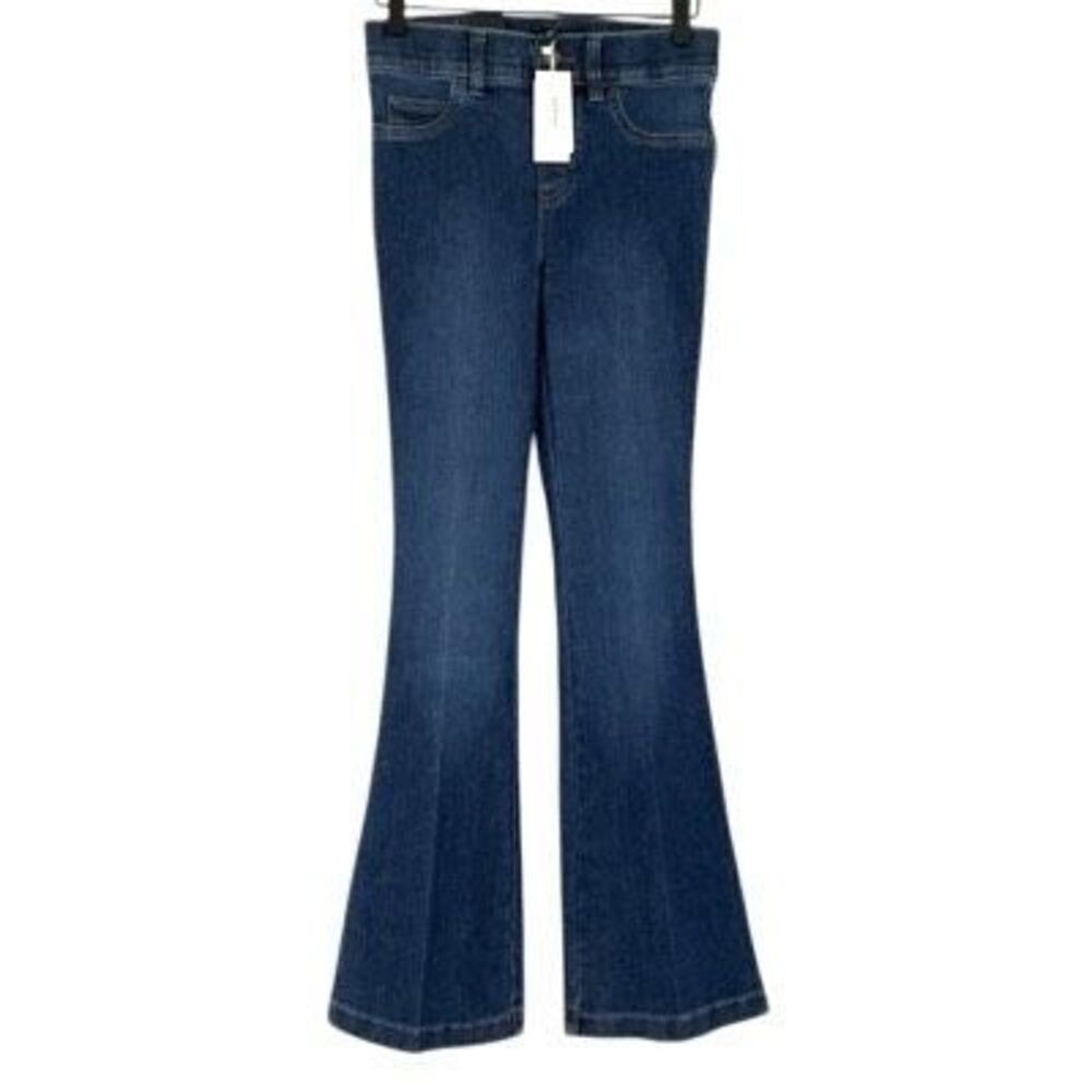 NWT Spanx Blue Denim Stretch Mid-Rise Flare Leg Jeans Medium Wash Size Small